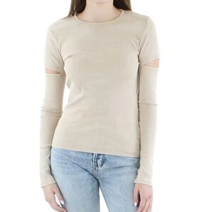 DKNY Womens Cotton Blend Cut Out Blouse